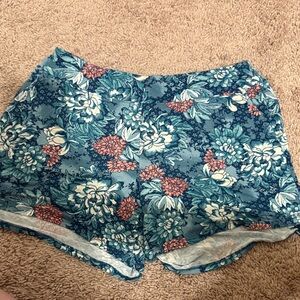 Soma Teal Floral High-Waist Pajama Shorts